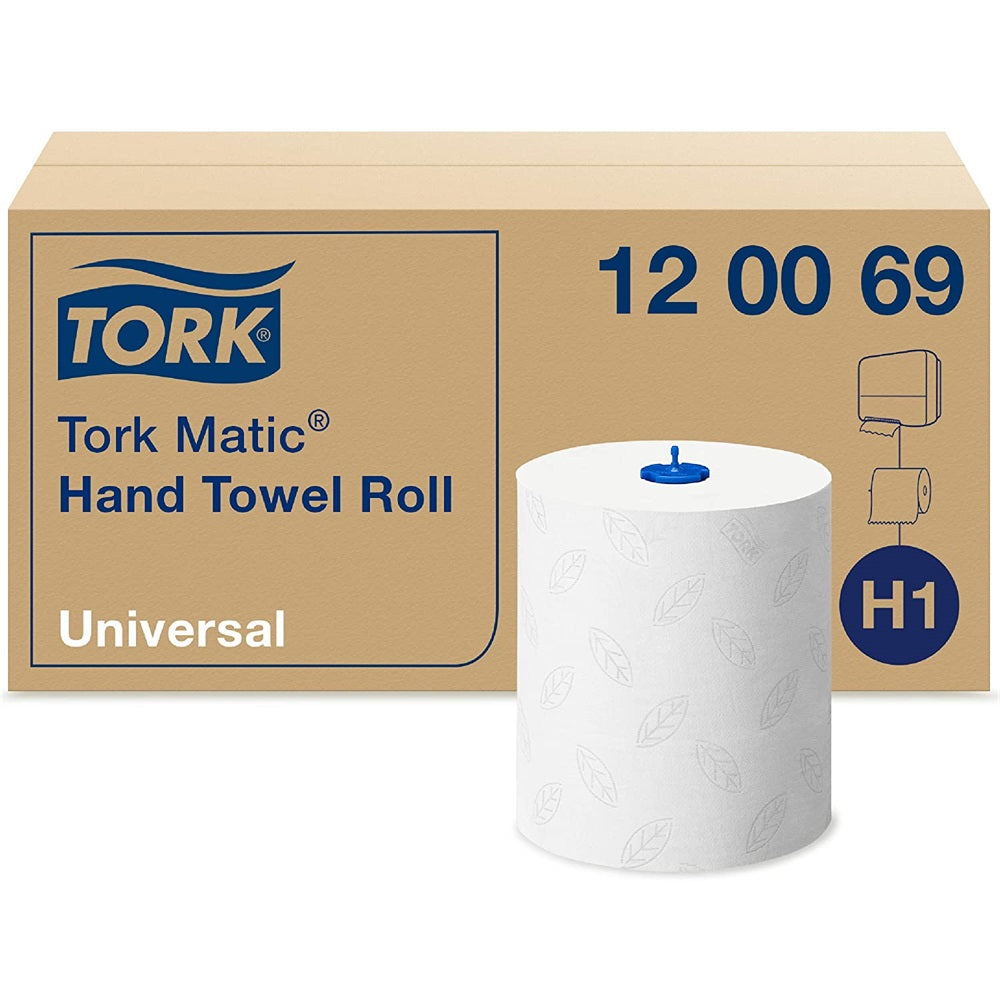 Kéztörlő 2 rétegű tekercses átmérő: 19 cm 150 m/600 lap/tekercs 6 tekercs/karton Universal Matic® H1 TORK_120069 fehér kép