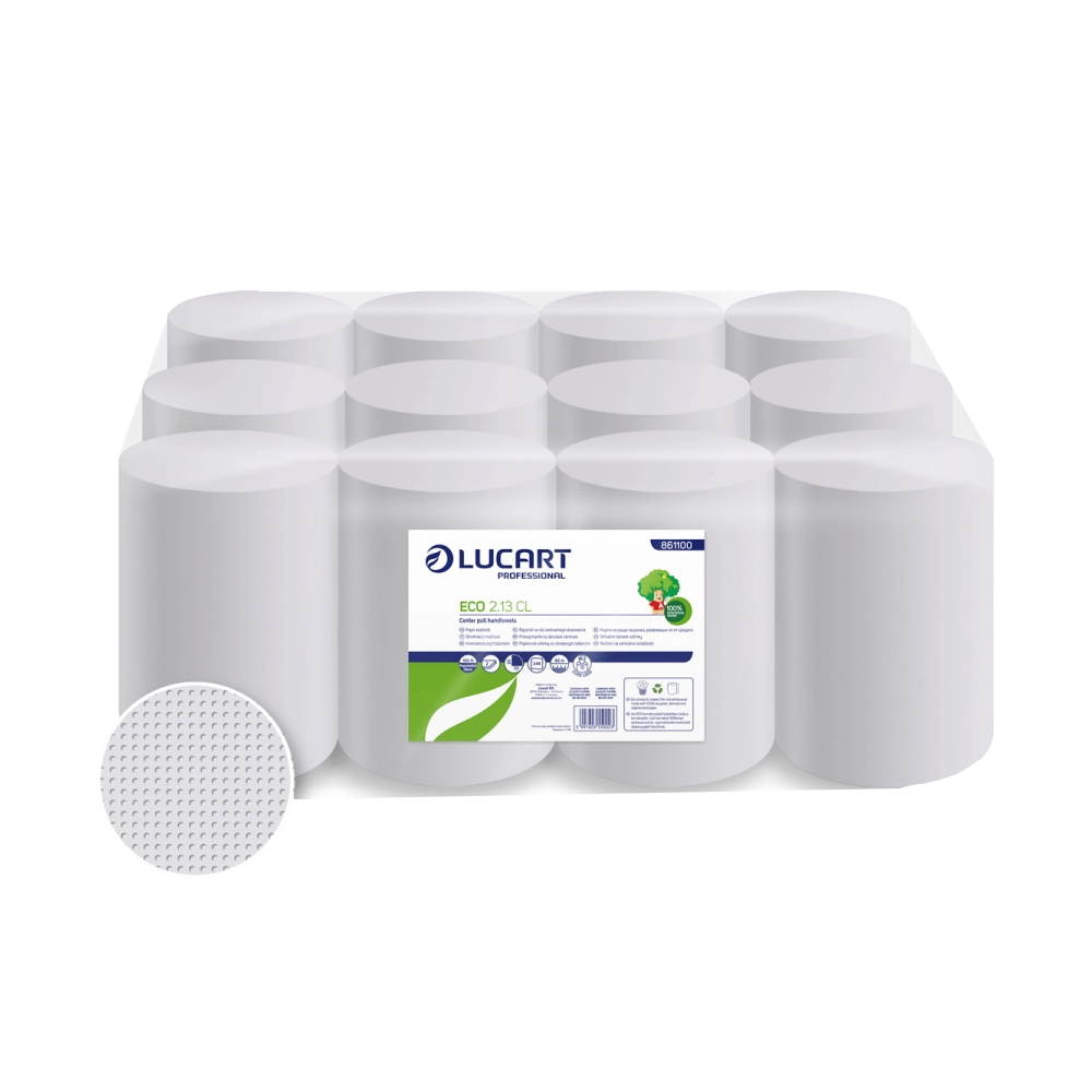 Kéztörlő tekercses 2 rétegű átmérő: 13 cm fehér duda nélküli 12 tekercs/karton EcoLucart 2.13 CL_861100 kép