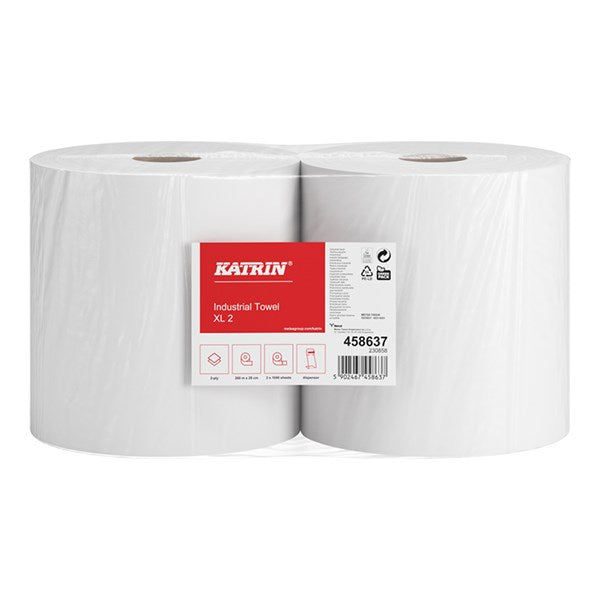 Kéztörlő tekercses KATRIN Industrial XL2 28 cm 1040 lap fehér 2 rétegű 2 tekercs/csomag