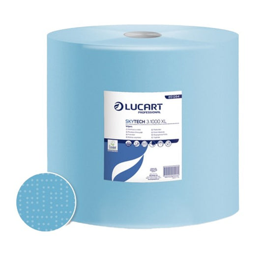 Kéztörlő tekercses ipari  LUCART Skytech XL 3 rétegű kék 1000 lap 360m átmérő 37 cm