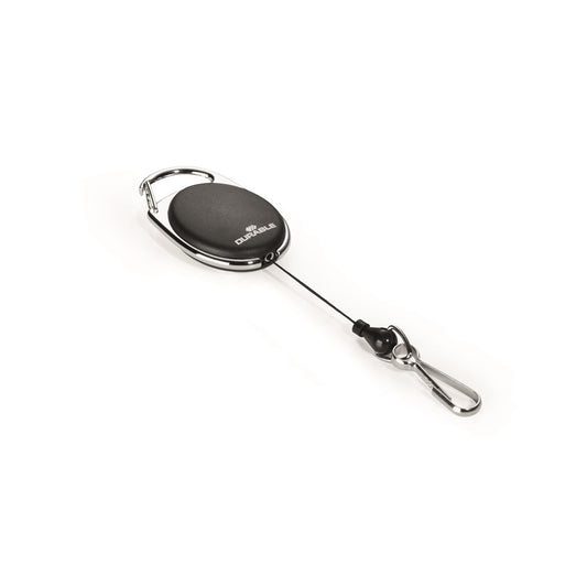 Névjegykártyatartó kihúzható karabineres, Durable with Snap Hook fekete kép