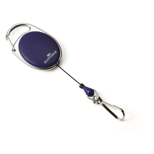 Névjegykártyatartó kihúzható karabineres, Durable with Snap Hook sötétkék kép