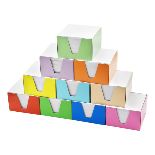 Kockatömb 9x9x6cm, színes karton doboz tartóban Bluering® fehér kép