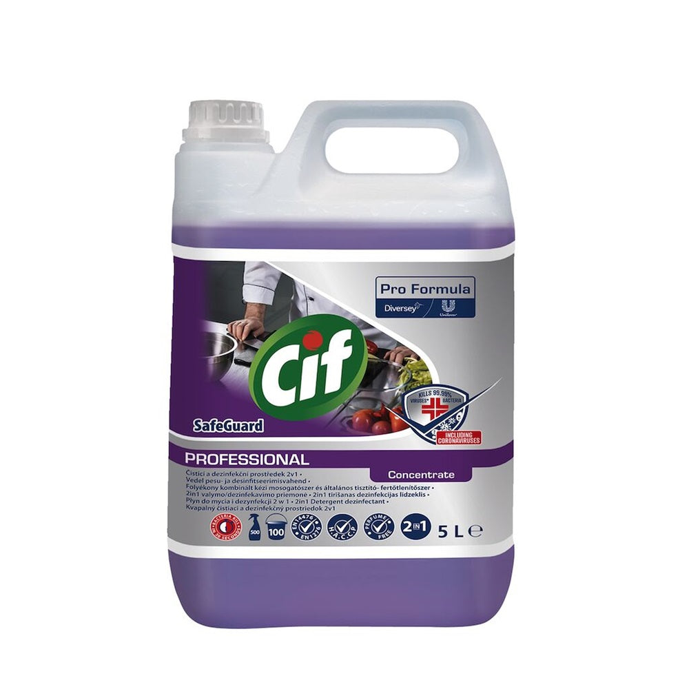 Kombinált kézi általános tisztító- fertőtlenítőszer 5 liter 2in1 Cif Pro Formula Safeguard Concentrate kép