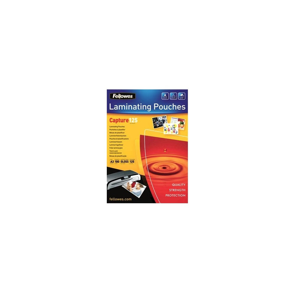 Lamináló fólia, A3, 125 mikron, fényes, 100 db/doboz, Fellowes® kép