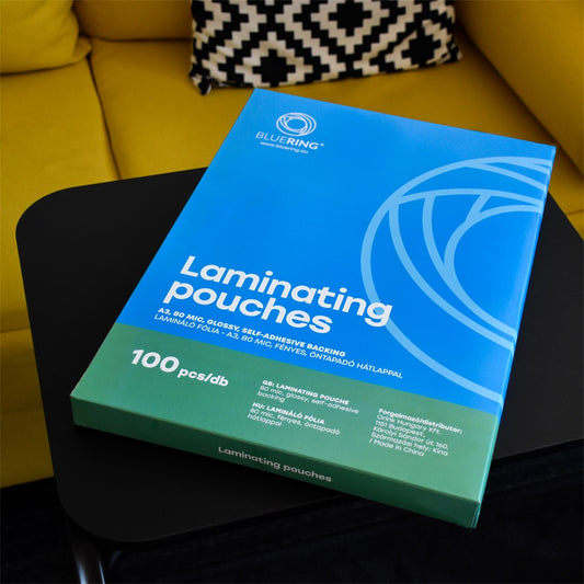 Lamináló fólia A3, 80 micron öntapadó hátlappal 100 db/doboz, Bluering®, kép