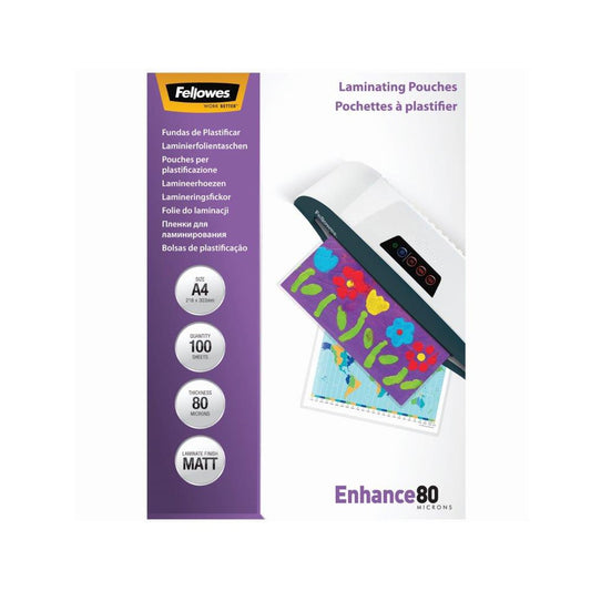 Lamináló fólia, A4, 80 mikron, matt, 100 db/doboz, Fellowes® kép