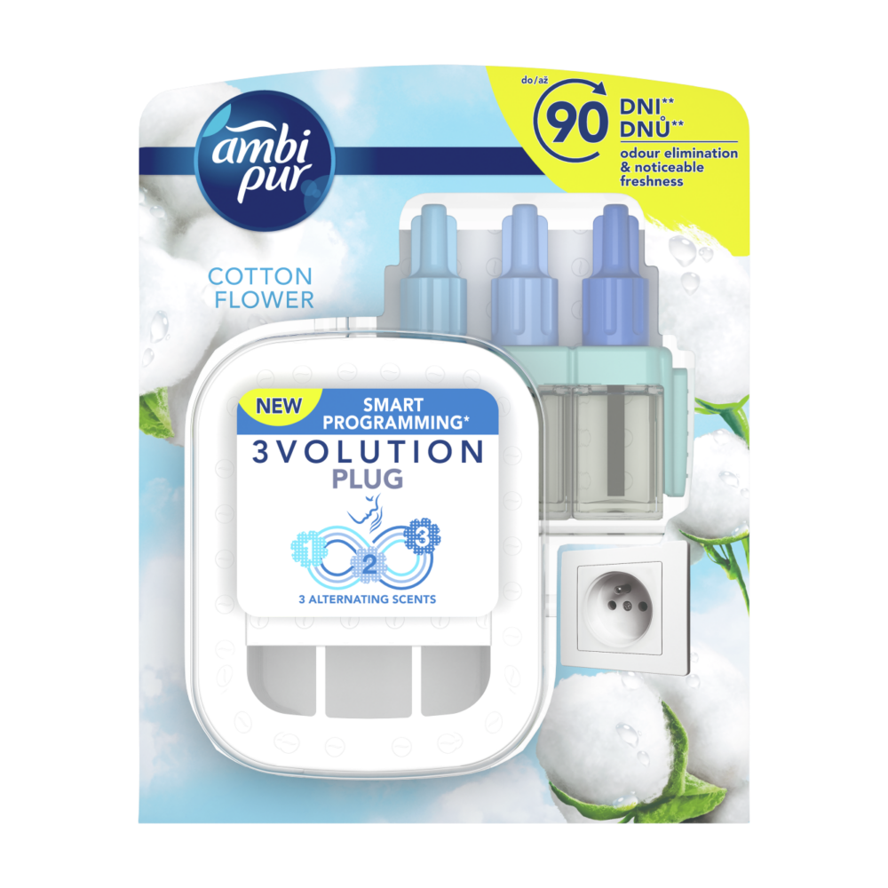 Légfrissítő elektromos kezdőcsomag 20 ml Ambi Pur 3 Volution Cotton Flower kép
