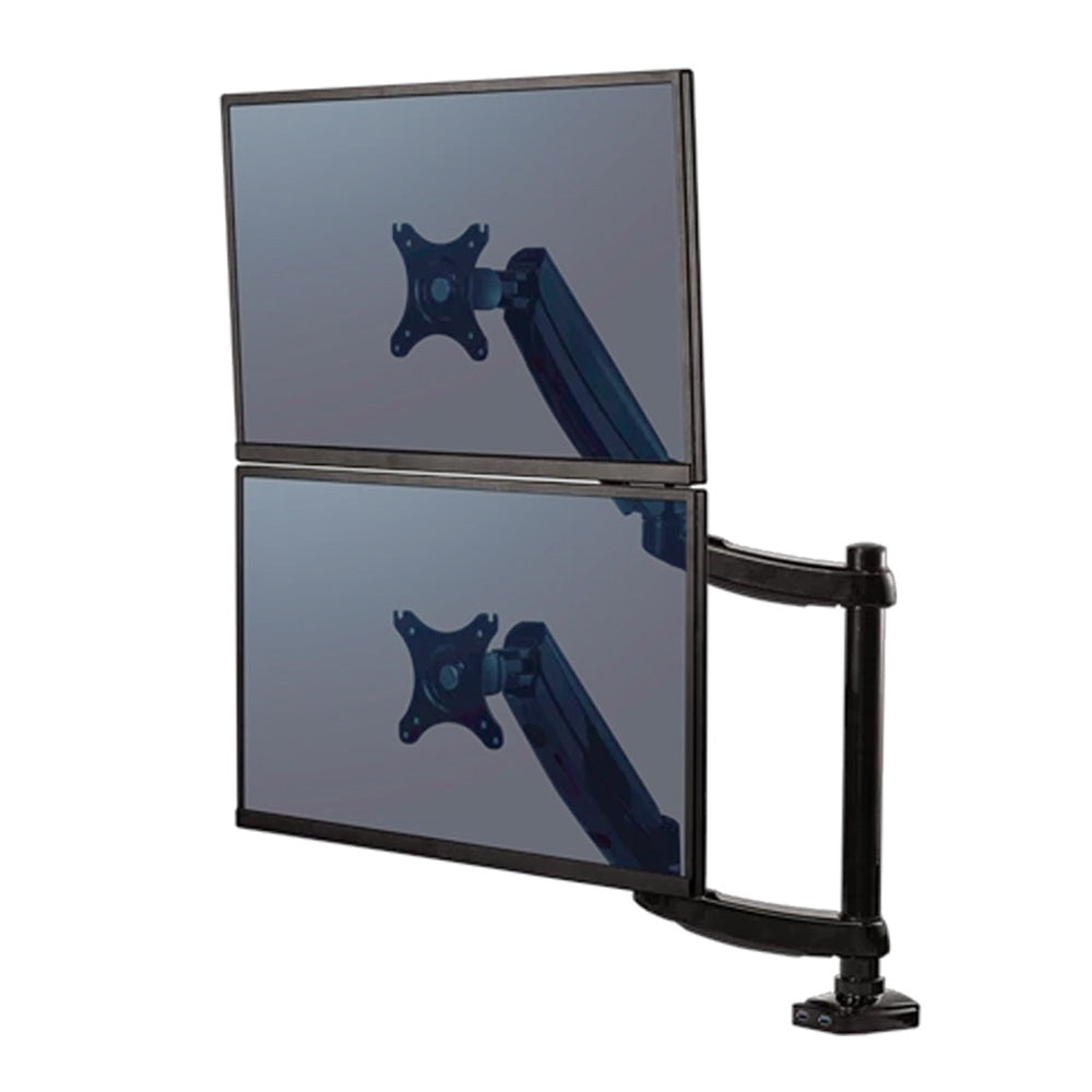 Monitortartó kar, két monitorhoz, Fellowes® Platinum Series Dual Stacking, fekete kép
