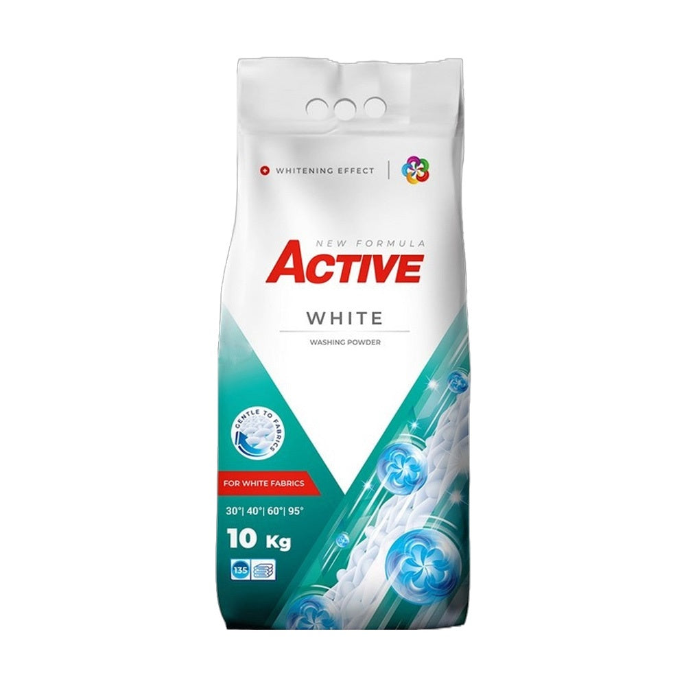 Mosópor 10 kg (130 mosás) zsákos fehér ruhákhoz Active White kép