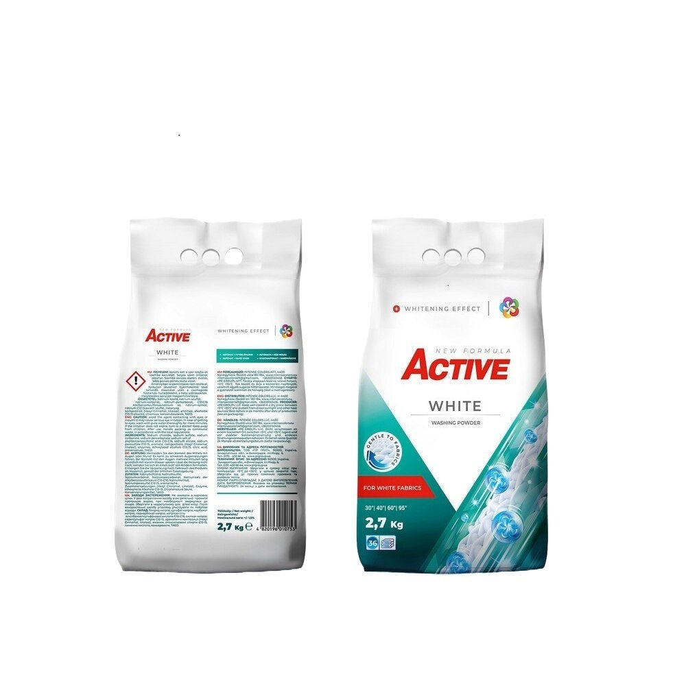 Mosópor 2,7 kg (40 mosás) zsákos fehér ruhákhoz Active White kép