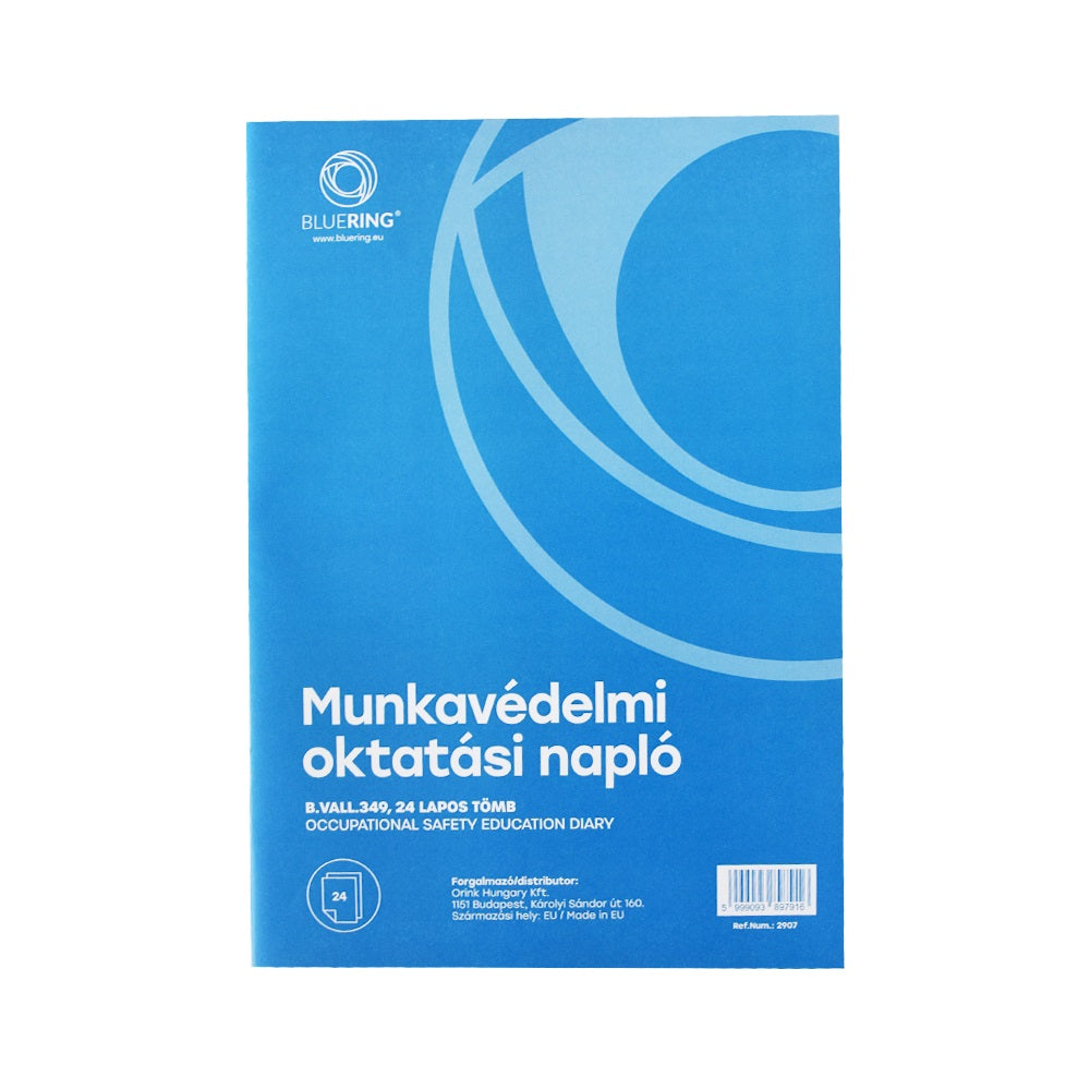 Munkavédelmi oktatási napló 24lapos A4, álló B.VALL.349 Bluering® kép