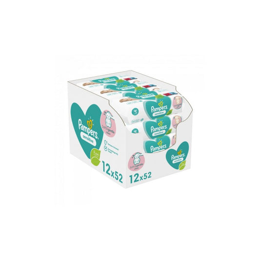 Nedves törlőkendő 12 x 52 lap/doboz Pampers Sensitive kép