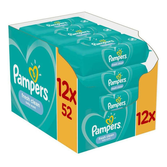 Nedves törlőkendő 12 x 52 lap/doboz Pampers Fresh Clean kép