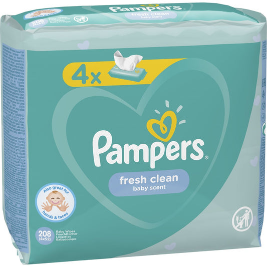 Nedves törlőkendő 4 x 52 lap/doboz Pampers Fresh Clean kép
