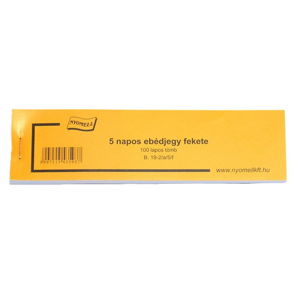 Nyomtatvány ebédjegy 5 napos fekete
