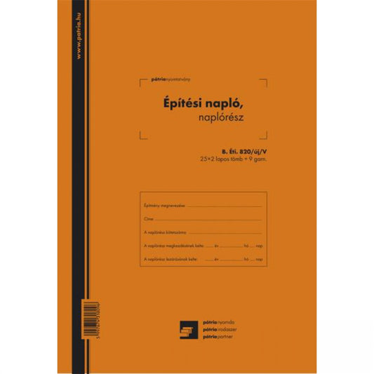 Építési napló 25x3lapos +9 db 3lapos garnitúra B.ÉTI.820/V kép