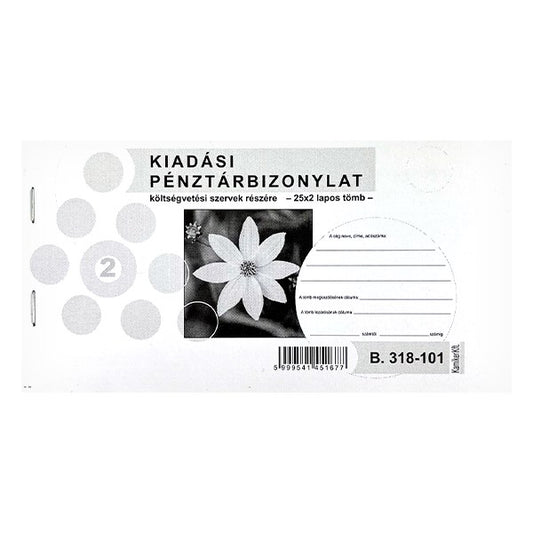 Nyomtatvány kiadási pénztárbizonylat költségvetési szervek részére fekvő 25x2 lapos