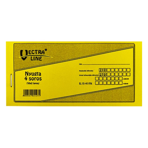 Nyomtatvány nyugta VECTRALINE 50x2 4 soros 20 darabos