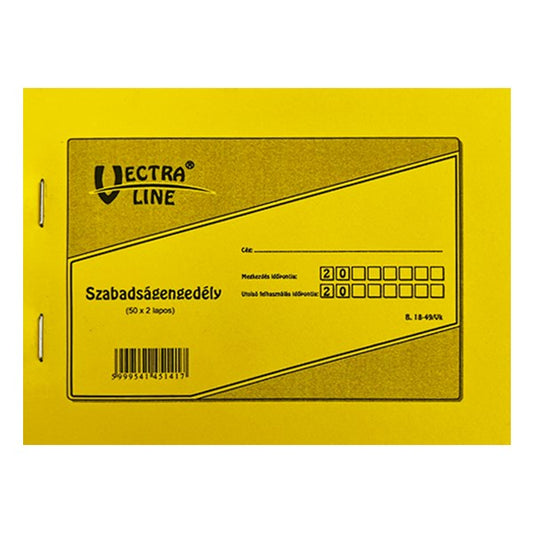Nyomtatvány szabadságengedély VECTRALINE A/6 fekvő 50x2 lapos