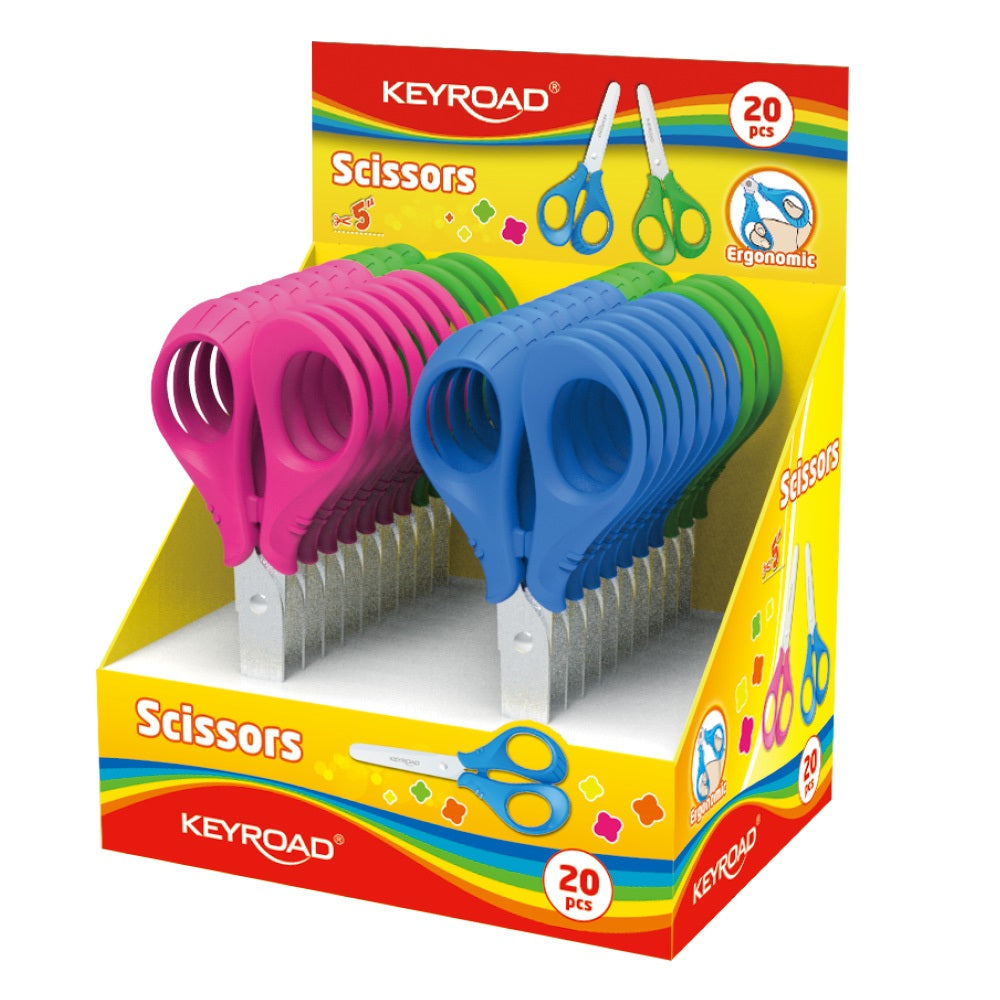 Olló 13 cm tompa fejű 20 db/display Keyroad Start vegyes színek kép