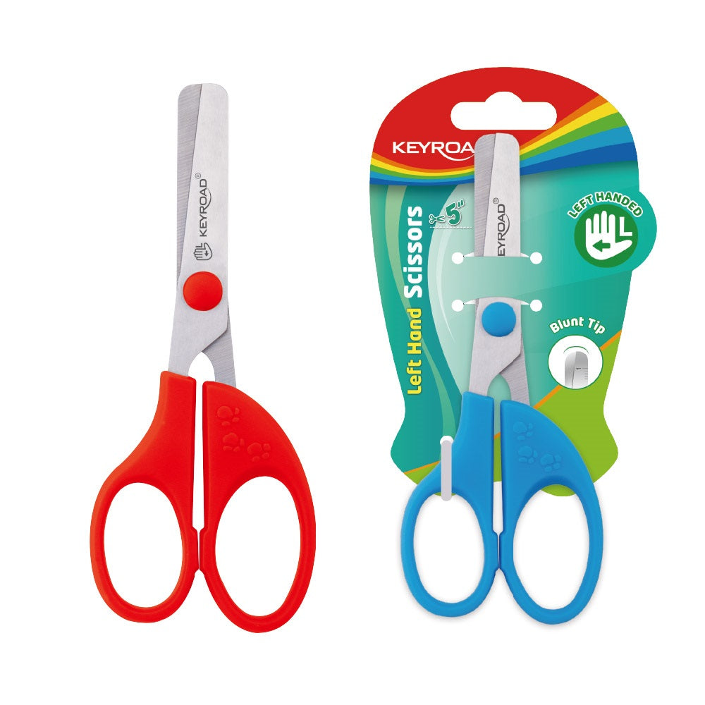 Olló balkezes 13 cm tompa fejű 1 db/bliszter Keyroad Left-handed vegyes színek kép