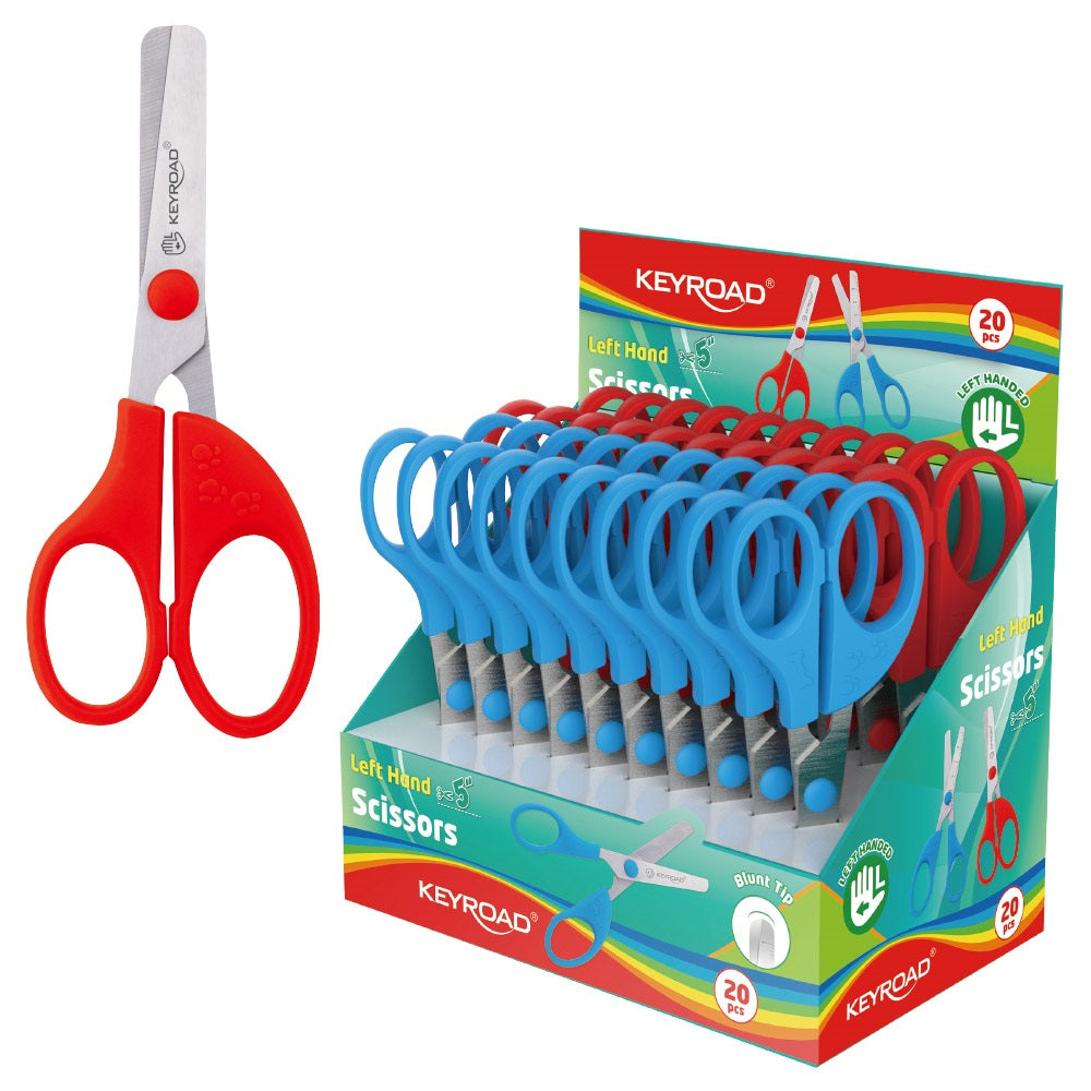Olló balkezes 13 cm tompa fejű 20 db/display Keyroad Left-handed vegyes színek kép