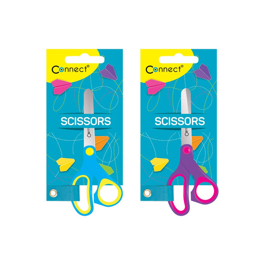 Olló 13cm, iskolai gumírozott fogóval, felakasztható csomagolásban Connect, kép