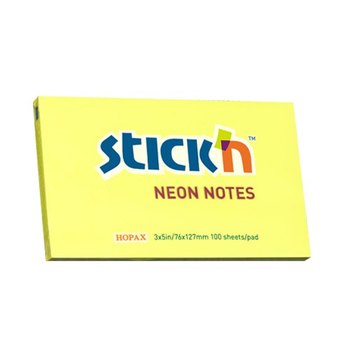 Öntapadós jegyzettömb STICK`N 76x127mm sárga 100 lap