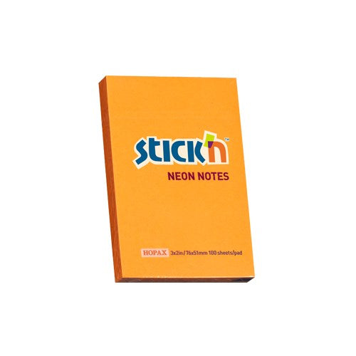 Öntapadós jegyzettömb STICK`N 76x51mm neon narancs 100 lap