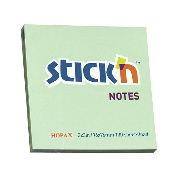 Öntapadós jegyzettömb STICK`N 76x76mm pasztell zöld 100 lap