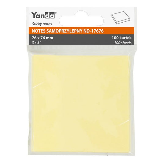 Öntapadós jegyzettömb YANDA 76x76 mm 100 lap sárga