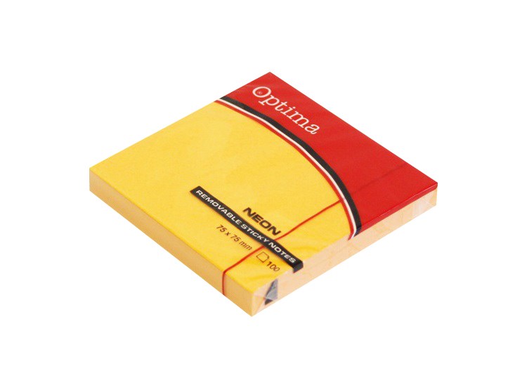 Öntapadós jegyzettömb OPTIMA 75x75mm neon narancs 100 lap