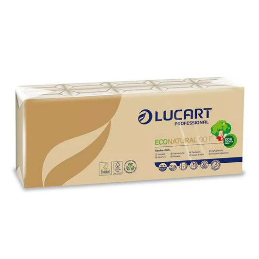 Papírzsebkendő 4 rétegű 9 lap/cs 10 cs/csomag EcoNatural 90 F Lucart_843166J havanna barna kép