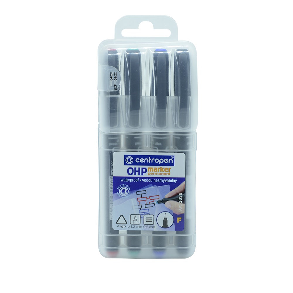 Alkoholos marker készlet, 0,6mm, F OHP Centropen 2636, 4 klf. szín kép