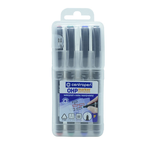 Alkoholos marker készlet, 0,6mm, F OHP Centropen 2636, 4 klf. szín kép