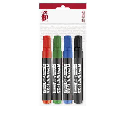 Alkoholos marker készlet, 1-4mm, vágott hegyű, Ico 12XXL, 4 klf.szín kép