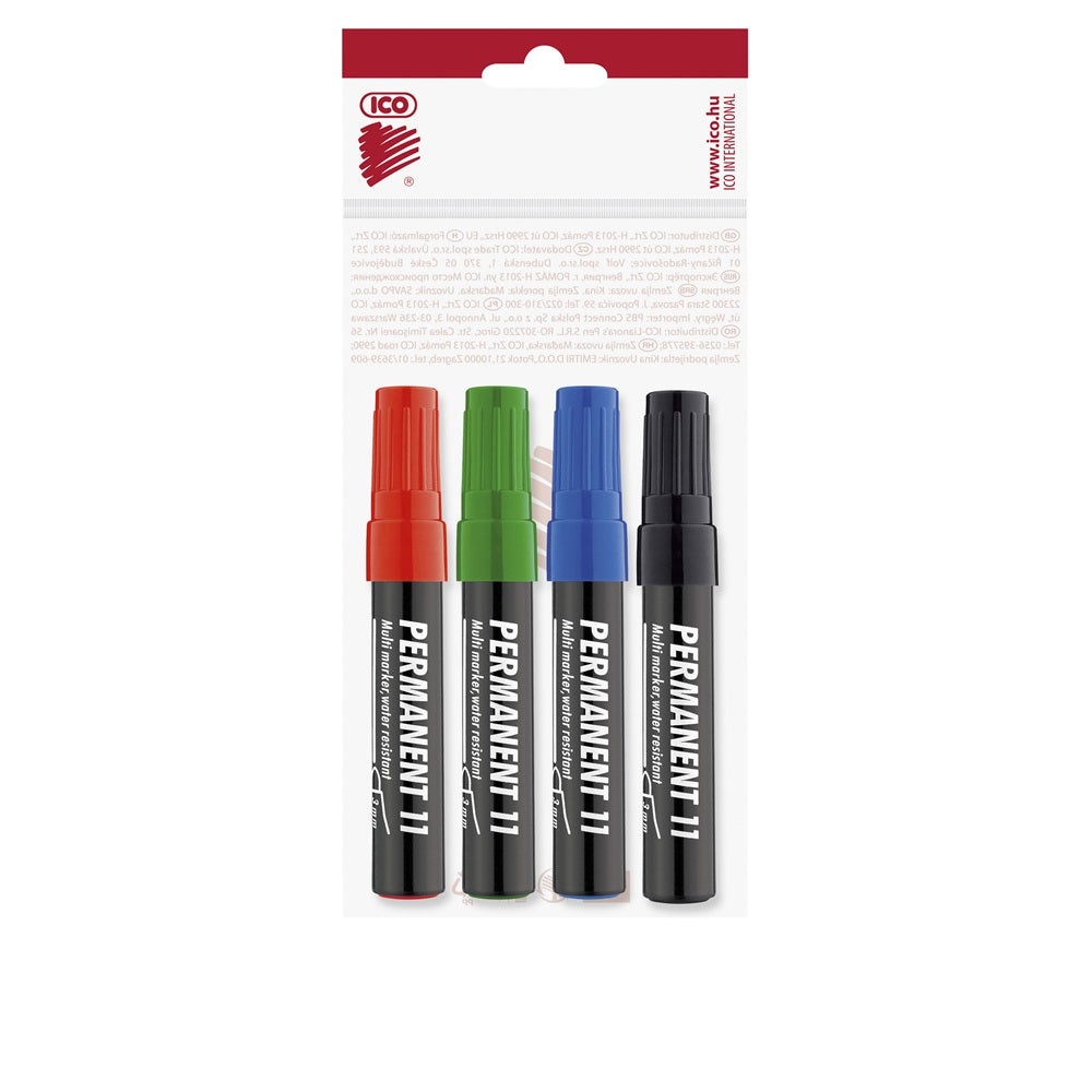 Alkoholos marker készlet, 3mm, kerek hegyű Ico 11, 4 klf.szín kép