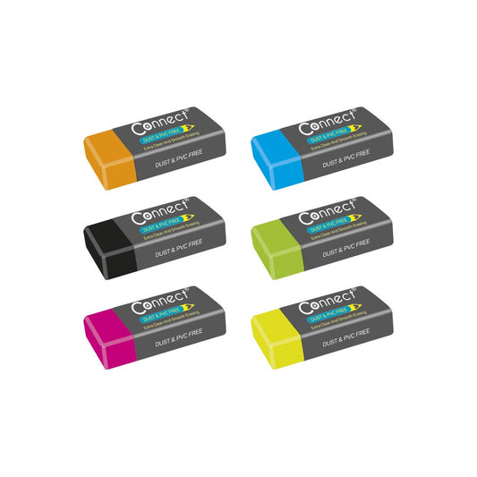 Radír Connect plasztik, 36 db/kínáló doboz 6x6szín, kép