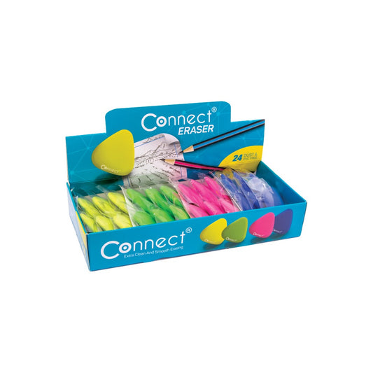 Radír Connect háromszögletű 24 db/kínáló doboz színes (sárga, zöld, rózsa, kék) kép