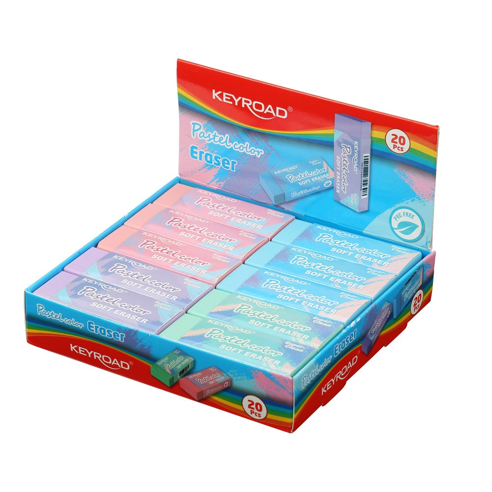 Radír, PVC mentes 20 db/display Keyroad Pastel Color vegyes színek kép