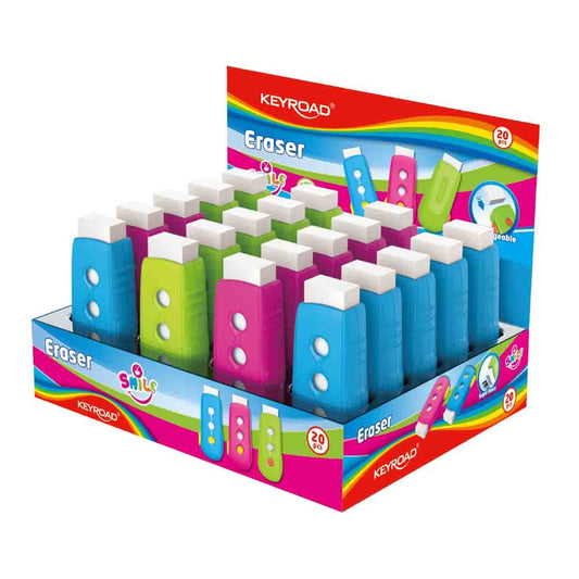 Radír, PVC mentes 20 db/display Keyroad Smile Eraser vegyes színek kép