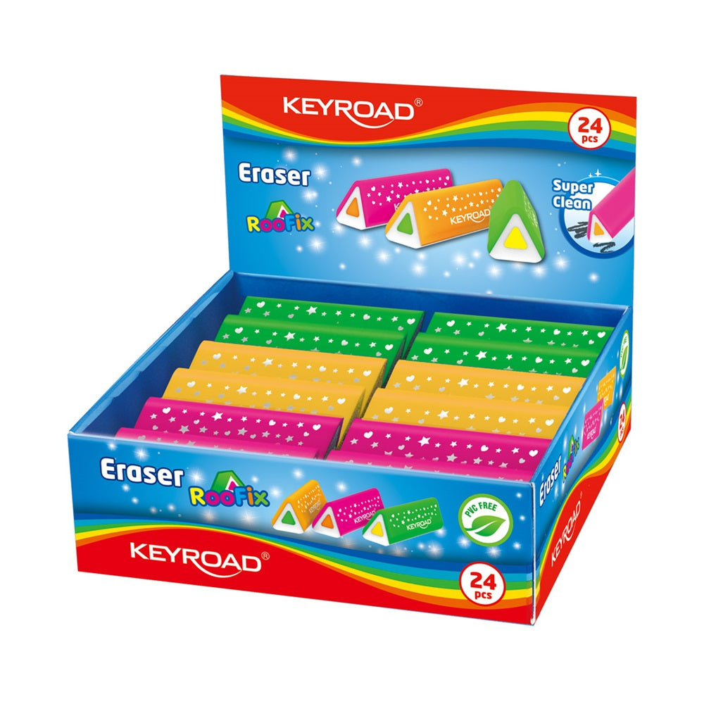 Radír, PVC mentes 24 db/display Keyroad Roo Fix vegyes színek kép