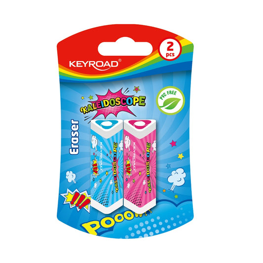 Radír, PVC mentes 2 db/bliszter Keyroad Kaleidoscope vegyes színek kép