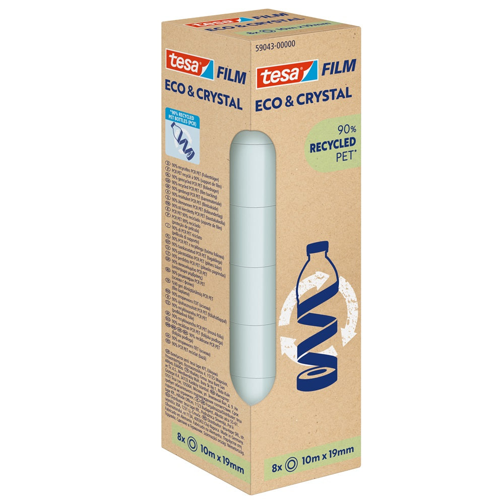Ragasztószalag 19mmx10m irodai átlátszó újrahasznosított Tesa Eco & Crystal 8db/doboz kép