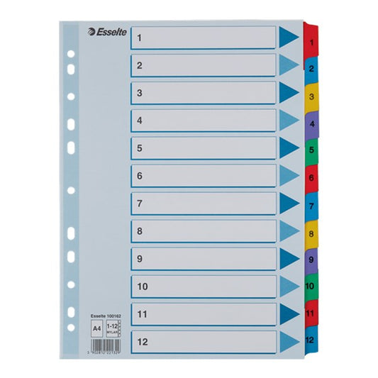 Regiszter ESSELTE Mylar A/4 laminált karton 1-12