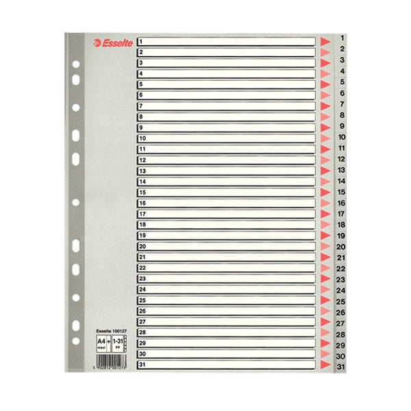 Regiszter ESSELTE A/4 műanyag extra széles 1-31