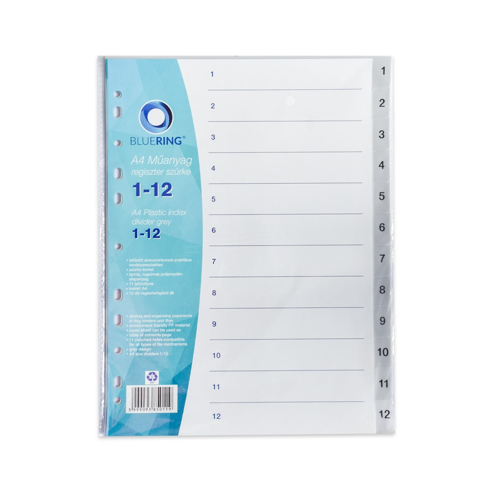 Regiszter műanyag 1-12 Bluering® szürke kép