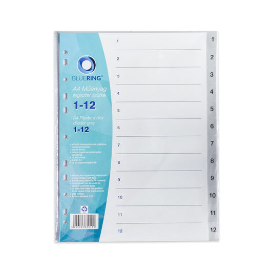 Regiszter műanyag 1-12 Bluering® szürke kép