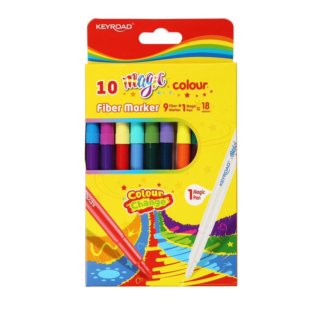 Rostirón, filctoll készlet 10 db/doboz Keyroad Magic fiber marker 18 klf. szín kép